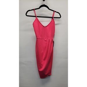 bebe cami strap plunge neck mini dress in hot pink